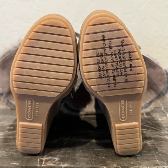 NEW Coach Scout Sahara Suede Leather and Rabbit Fur Wedge Boots - Picture 9 of 13